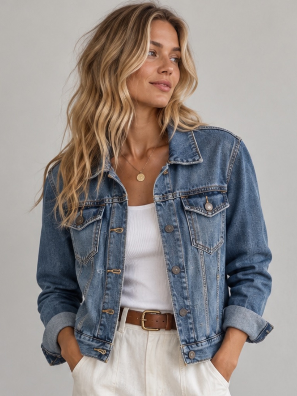 ABERCROMBIE & FITCH Classic Denim Trucker Jacket Medium Wash XS NWT